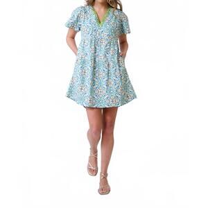 NEW BROOKS AVENUE harper deep v mini dress in english tile